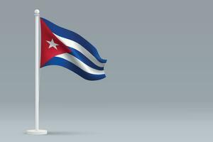 3d realistic national Cuba flag isolated on gray background vector