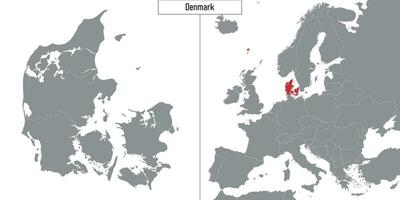 map of Denmark and location on Europe map vector