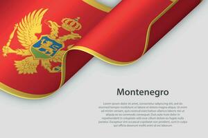 3d ribbon with national flag Montenegro isolated on white background vector