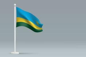 3d realistic national Rwanda flag isolated on gray background vector