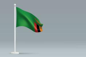 3d realista nacional Zambia bandera aislado en gris antecedentes vector