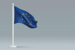 3d realistic national European Union flag isolated on gray background vector