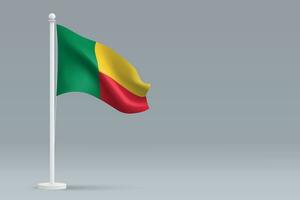 3d realista nacional benin bandera aislado en gris antecedentes vector