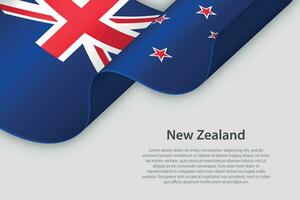 3d ribbon with national flag New Zealand isolated on white background vector