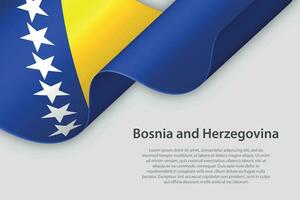 3d ribbon with national flag Bosnia and Herzegovina isolated on white background vector