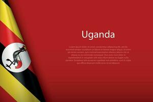 national flag Uganda isolated on background with copyspace vector