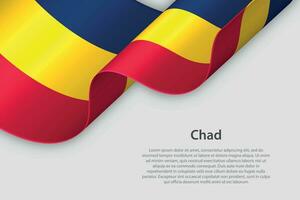 3d ribbon with national flag Chad isolated on white background vector