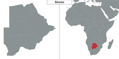 map of Botswana and location on Africa map vector