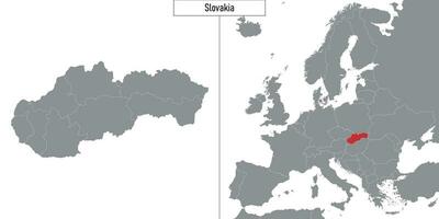 mapa de Eslovaquia y ubicación en Europa mapa vector