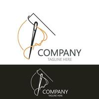 Needle and thread Sewing logo outline combination Line flat design template Simple icons. Concept taylor illustration vector