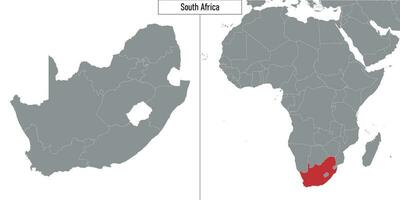 map of South Africa and location on Africa map vector