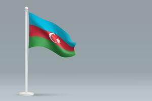 3d realista nacional azerbaiyán bandera aislado en gris antecedentes vector