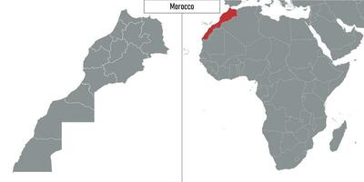 map of Morocco and location on Africa map vector