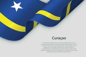 3d ribbon with national flag Curacao isolated on white background vector