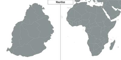 map of Mauritius and location on Africa map vector