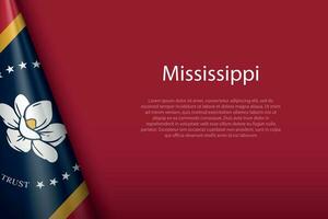 flag Mississippi, state of United States, isolated on background with copyspace vector