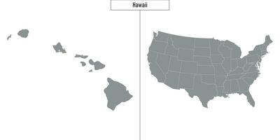 map of Hawaii state of United States and location on USA map vector