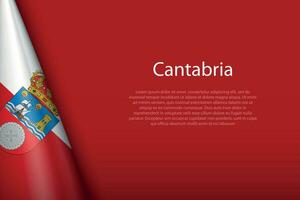 flag Cantabria, community of Spain, isolated on background with copyspace vector