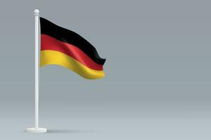 3d realista nacional Alemania bandera aislado en gris antecedentes vector