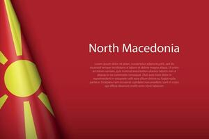 national flag North Macedonia isolated on background with copyspace vector