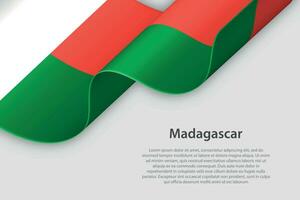 3d ribbon with national flag Madagascar isolated on white background vector