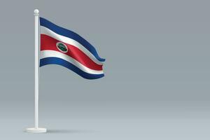 3d realistic national Costa Rica flag isolated on gray background vector
