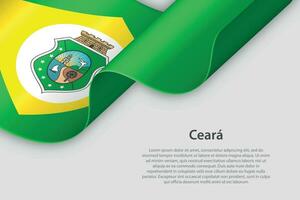 3d ribbon with flag Ceara. Brazilian state. isolated on white background vector