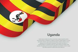 3d ribbon with national flag Uganda isolated on white background vector