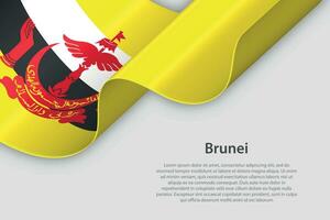 3d ribbon with national flag Brunei isolated on white background vector