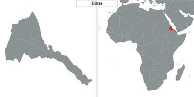 map of Eritrea and location on Africa map vector