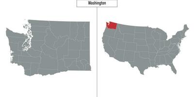 map of Washington state of United States and location on USA map vector