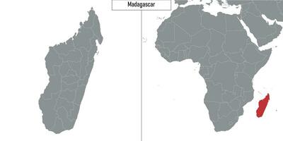 mapa de Madagascar y ubicación en África mapa vector