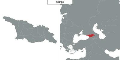 mapa de Georgia y ubicación en Europa mapa vector