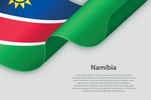 3d ribbon with national flag Namibia isolated on white background vector