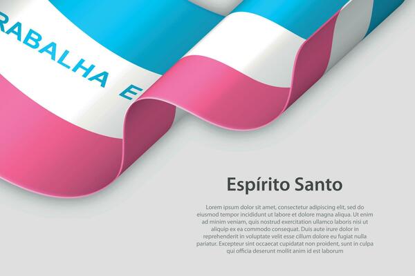 3d ribbon with flag Espirito Santo. Brazilian state. isolated on white background