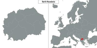 mapa de norte macedonia y ubicación en Europa mapa vector