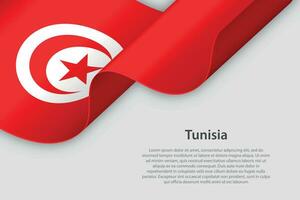 3d ribbon with national flag Tunisia isolated on white background vector