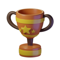 Trophy cup isolated on transparent background. 3d illustration. High resolution png