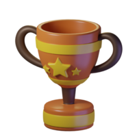 Trophy cup isolated on transparent background. 3d illustration. High resolution png