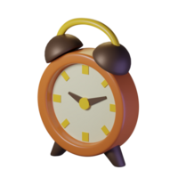 Retro alarm clock. Isolated on transparent background. 3D illustration. High resolution png