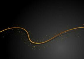 Golden smooth wave and shiny particles abstract background vector