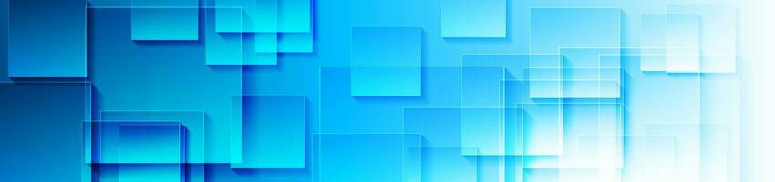 Blue and white squares abstract tech geometric banner vector