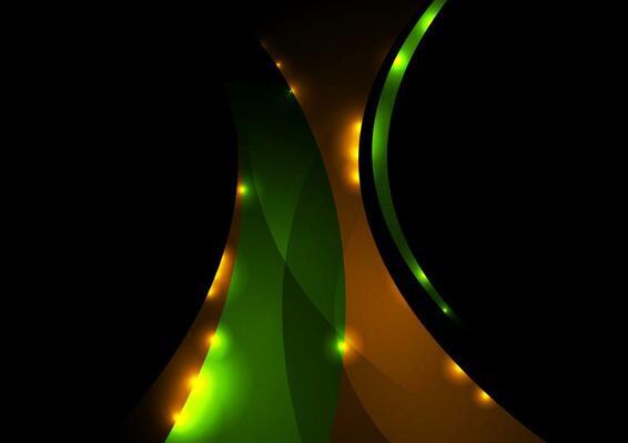 Abstract green and orange glowing shiny background