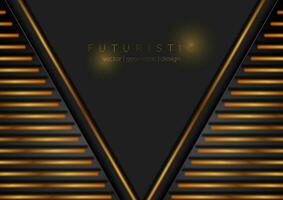 Black and golden abstract geometric tech background vector