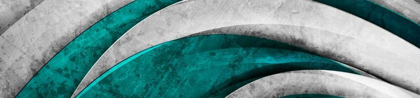 Contrast grey and turquoise grunge waves abstract background vector