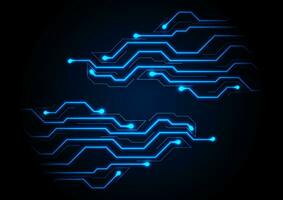 Abstract neon blue tech circuit board lines background vector