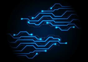 Abstract neon blue tech circuit board lines background vector