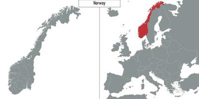 map of Norway and location on Europe map vector