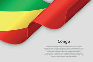 3d ribbon with national flag Congo isolated on white background vector