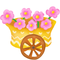 The pink flower on cart png